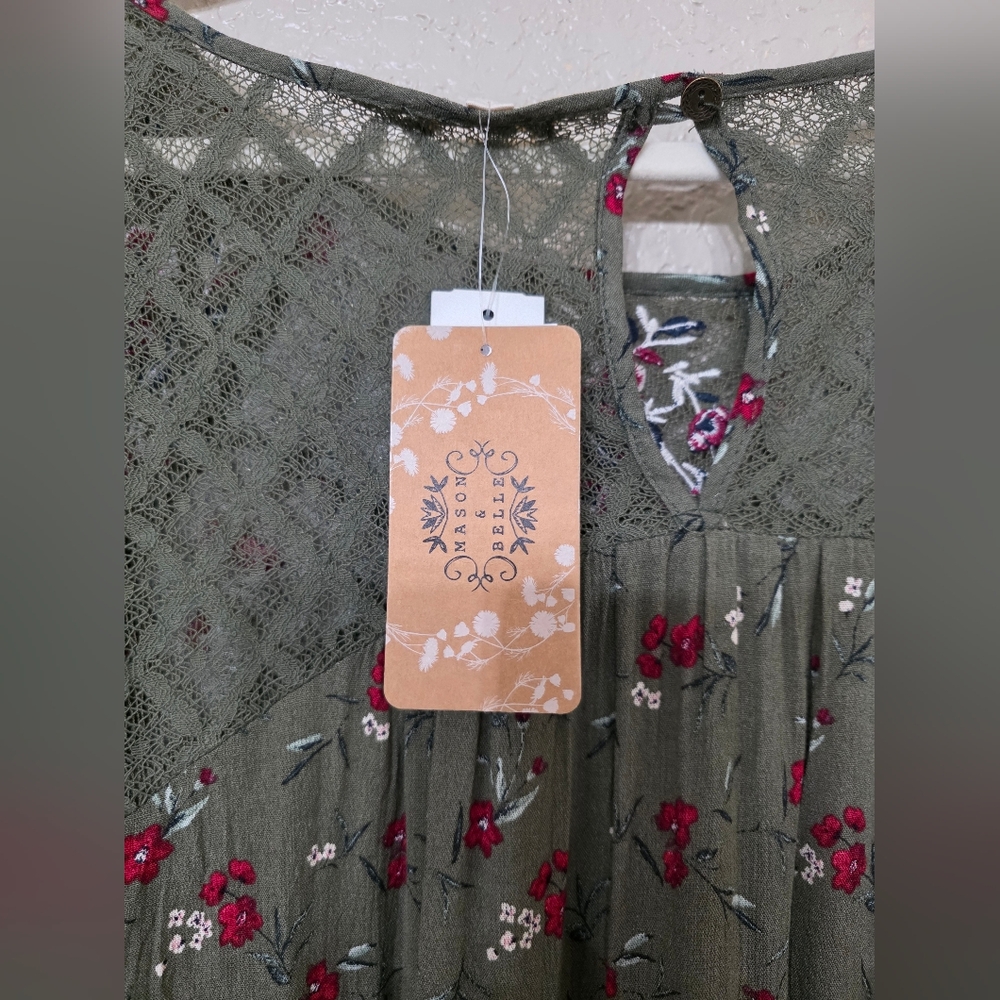 Mason & Belle Floral Embroidered Green Blouse - Picture 9 of 9